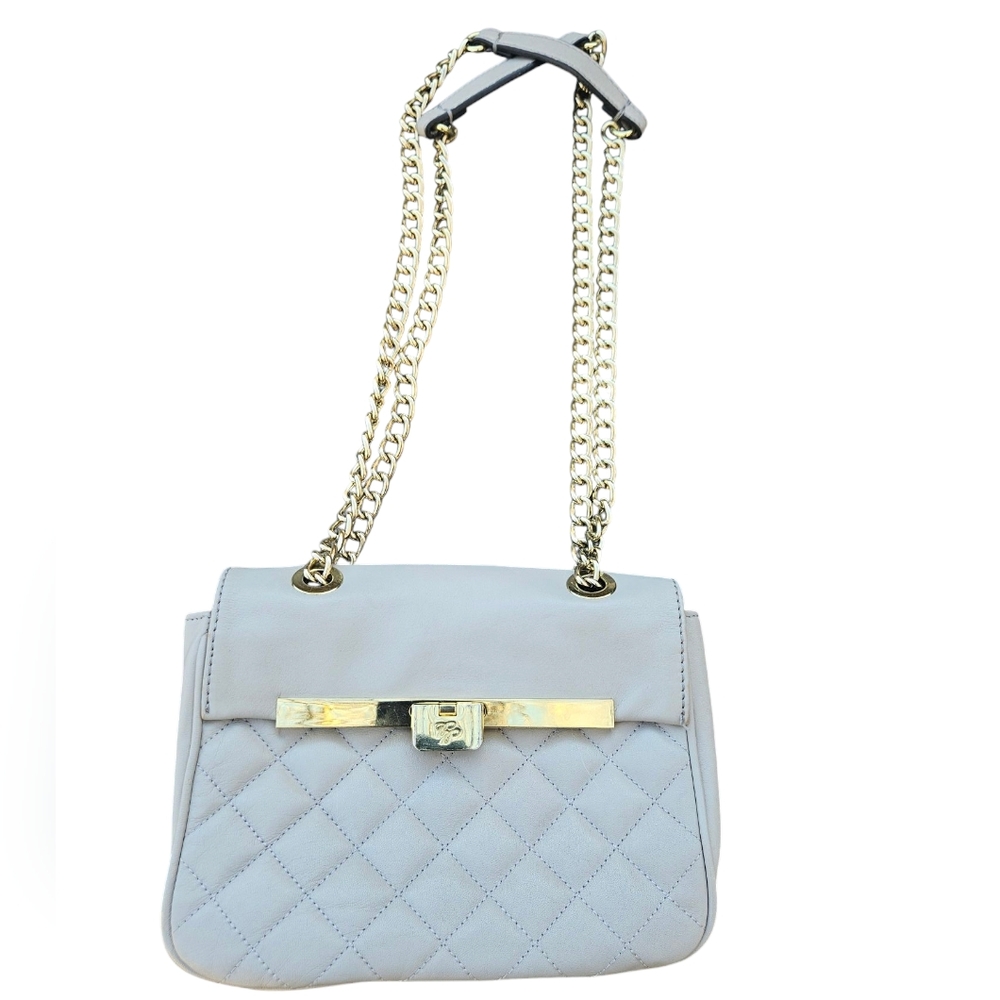 Brooks Brothers Quilted Leather Chain Shoulder Bag Cream